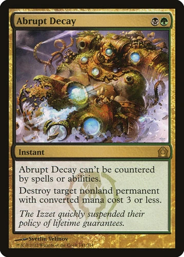 Abrupt decay foil return to - -,